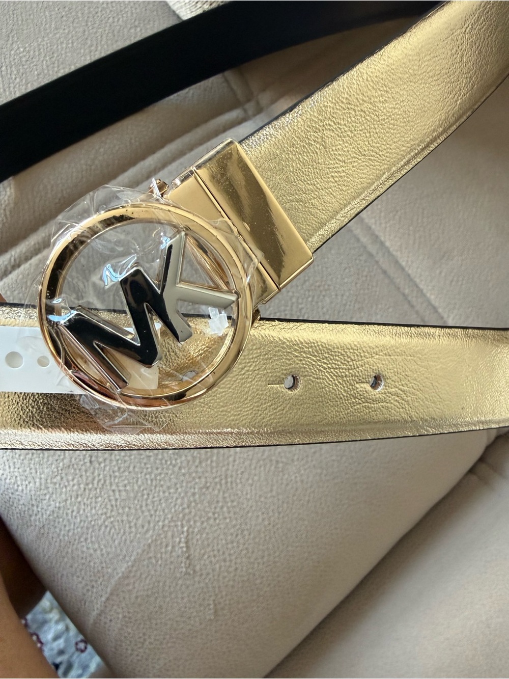 Michael Kors Metallic Gold Logo Belt